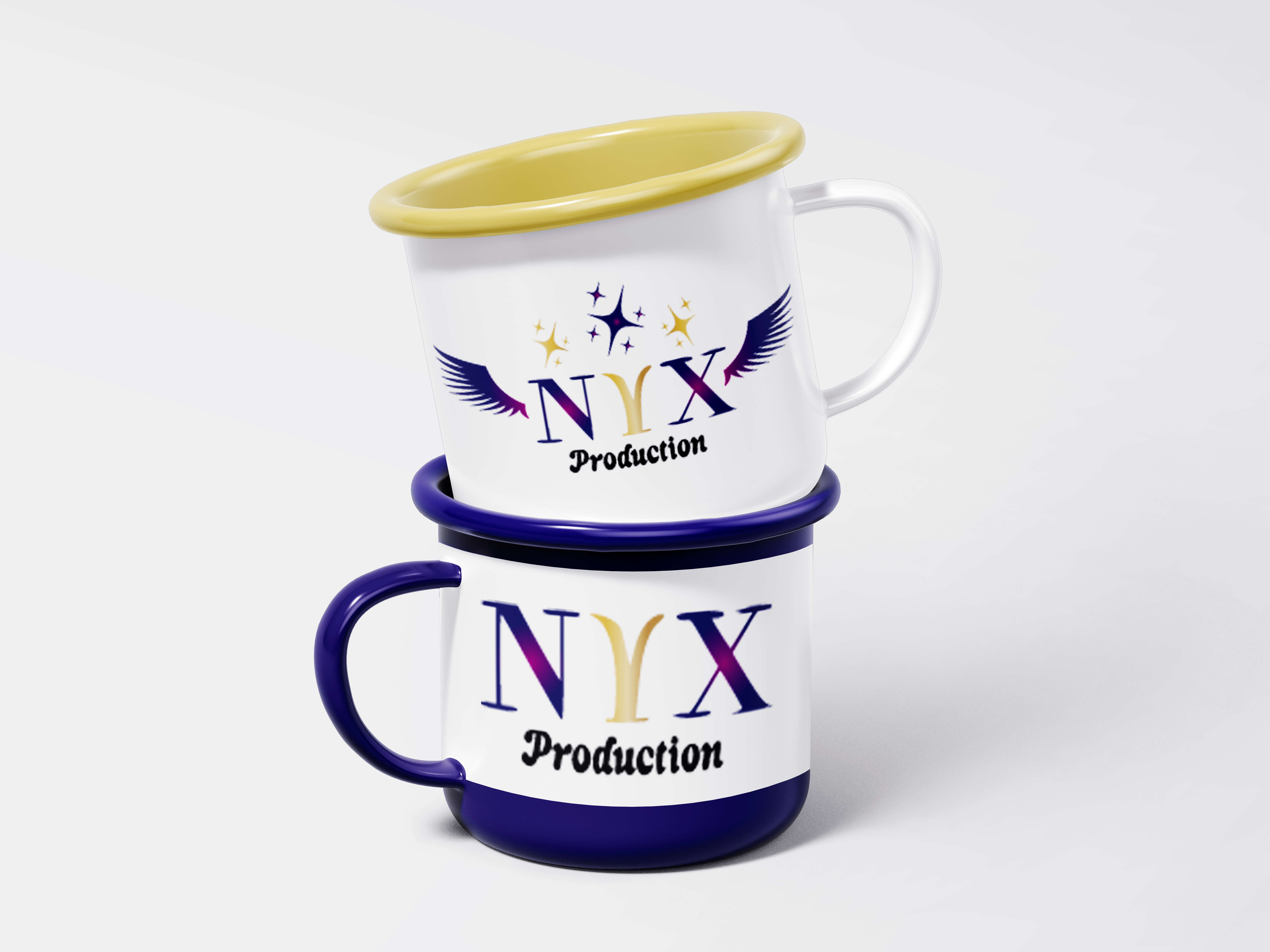 Voici un mug avec un logo que j'ai réalisé dans le cadre d'une SAE où il fallait créer une agence fictive avec des goodies associés.
